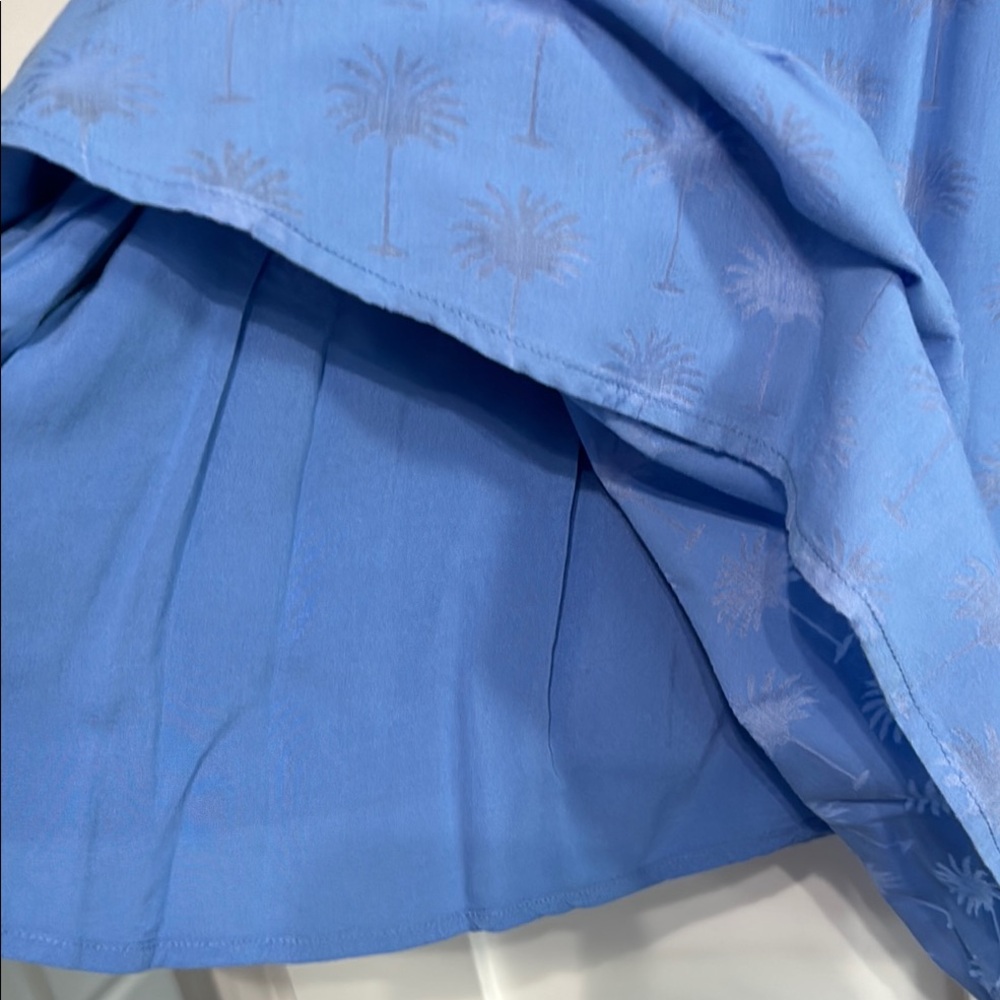 Blue Sleeveless womens Dress with orange tassel Accents - Picture 4 of 7